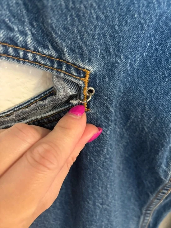 ZARA 100% Cotton Mid Waist Straight Leg Cut Out Jeans (no chain) - Picture 4 of 7